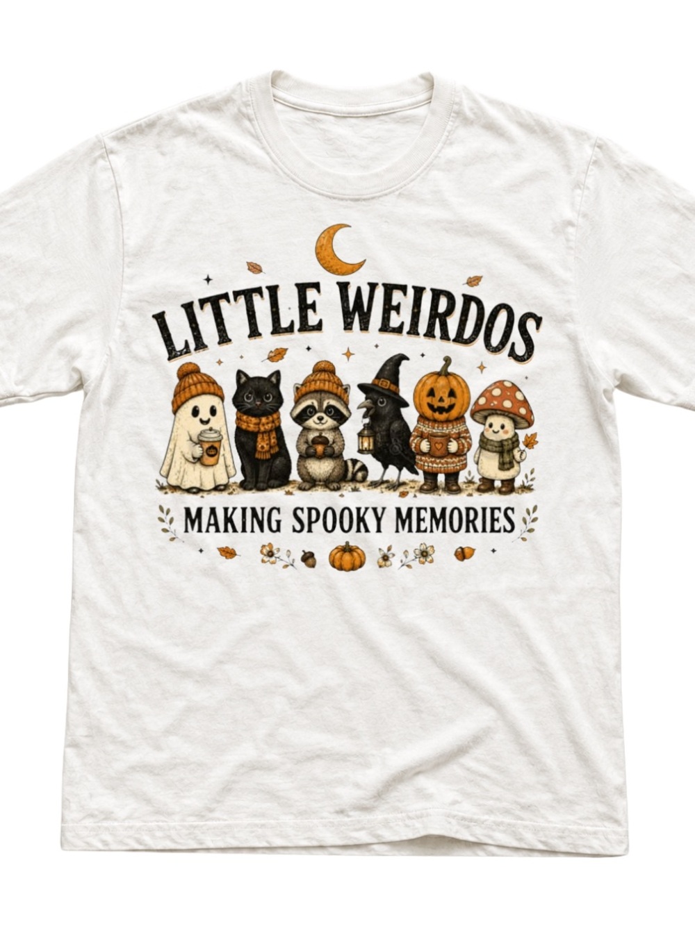 Unisex Tee Shirt | White 'Little Weirdos' Halloween Tee